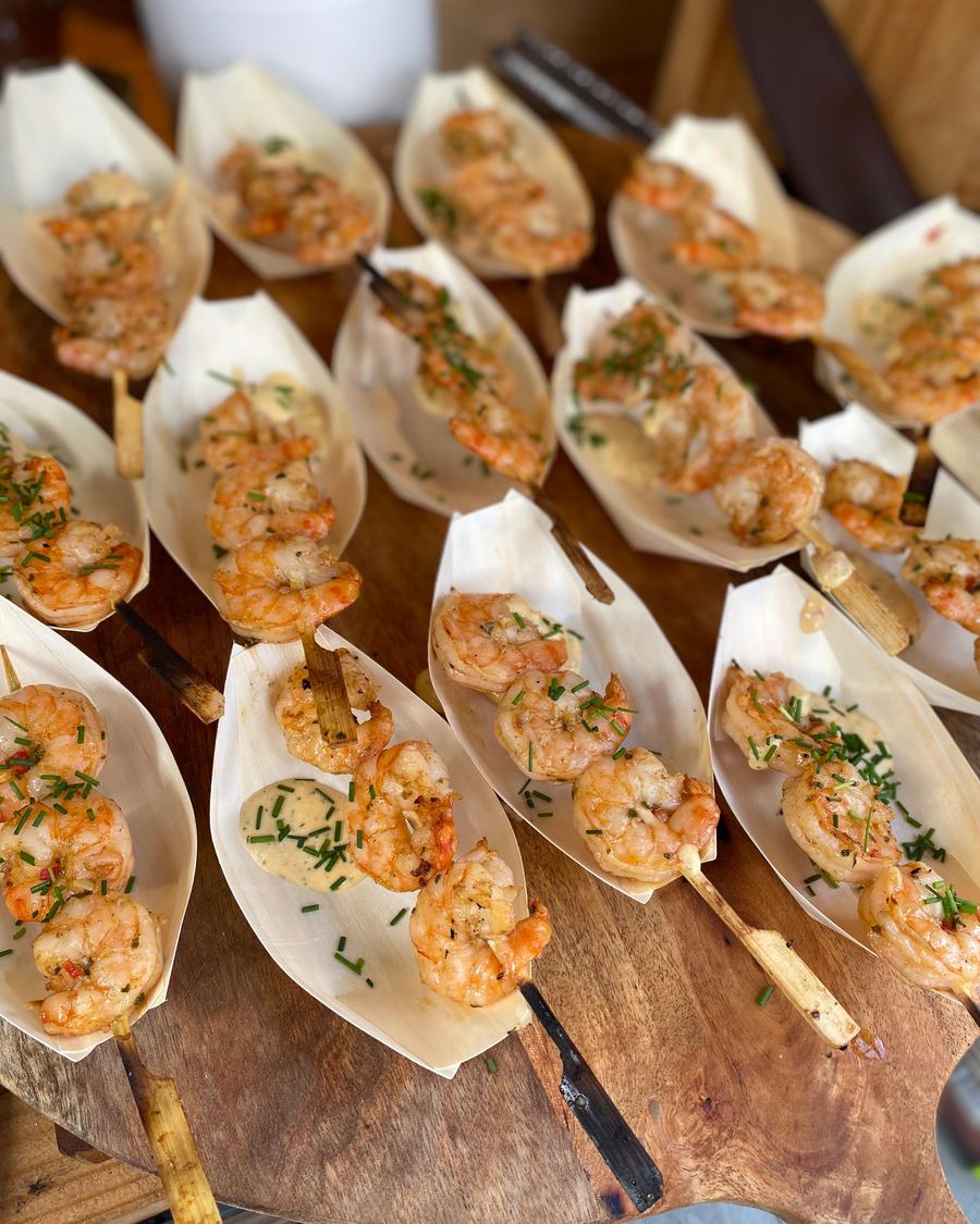 Gamba-spiesjes als voorgerecht